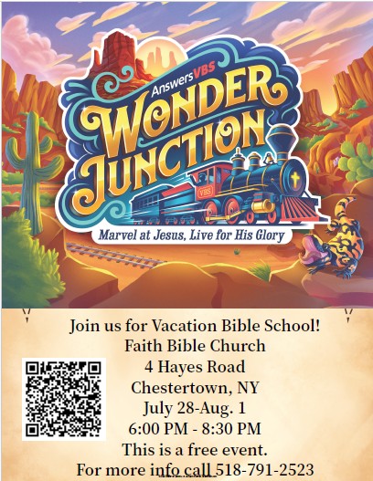 Vacation Bible School, July 28th to August 1st